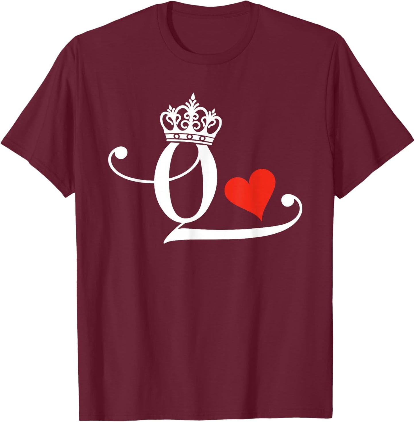 King & Queen of Hearts Matching Couple Saint Valentine's Day T-Shirt - T-Shirt | Maroon