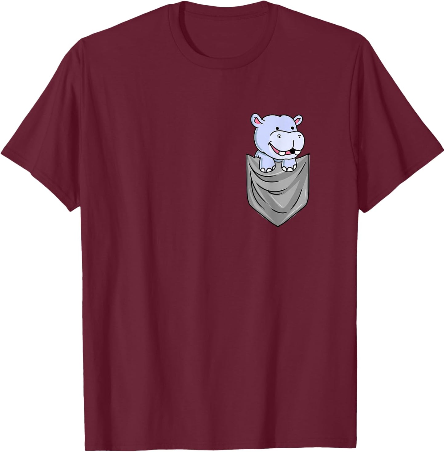 Hippo In Pocket Hippopotamus Gift T-Shirt - T-Shirt | Maroon