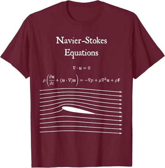 Navier Stokes Equation Physics Math Teacher Nerdy Gift Women Kids T-Shirt - T-Shirt | Maroon