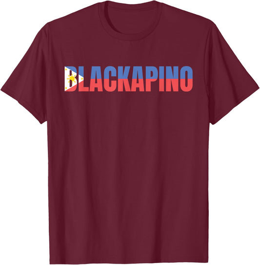Blackapino with Philippines Flag, Black Filipino, Blackapino T-Shirt - T-Shirt | Maroon
