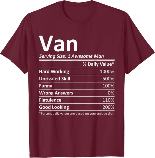 VAN Nutrition Funny Birthday Personalized Name Gift T-Shirt - T-Shirt | Maroon