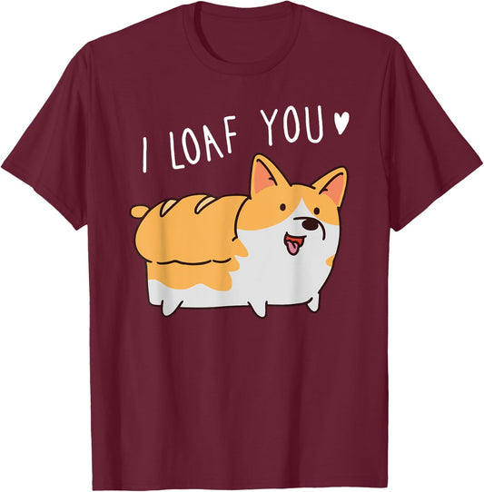 Cute Funny Dog Puppy Loaf Bread Love Men Women Kids T-Shirt - T-Shirt | Maroon