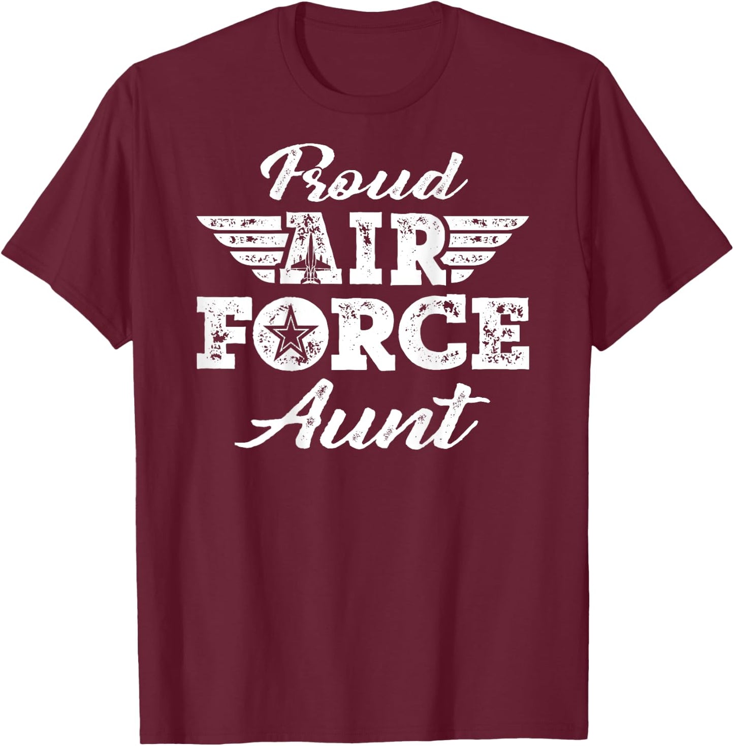 Proud US Air Force Aunt - Pride Military Family Auntie Gifts T-Shirt - T-Shirt | Maroon