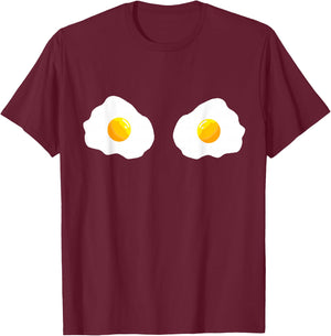 Fried Egg Bra Bikini Eggs Funny Fried Egg Costume T-Shirt - T-Shirt | Maroon