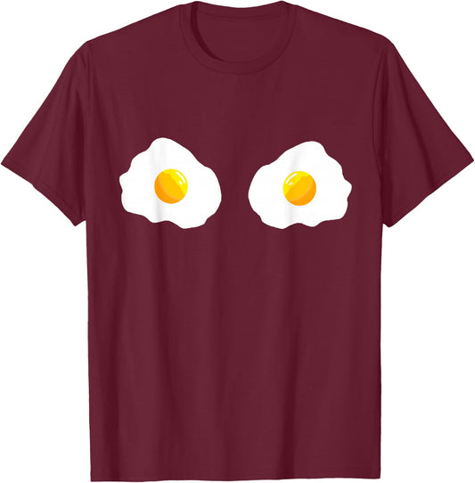Fried Egg Bra Bikini Eggs Funny Fried Egg Costume T-Shirt - T-Shirt | Maroon