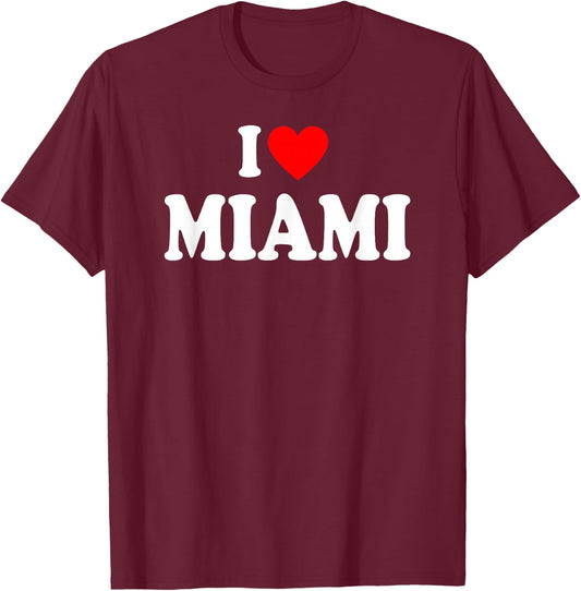 I Heart Miami, I Love Miami City Florida Classic T-Shirt - T-Shirt | Maroon