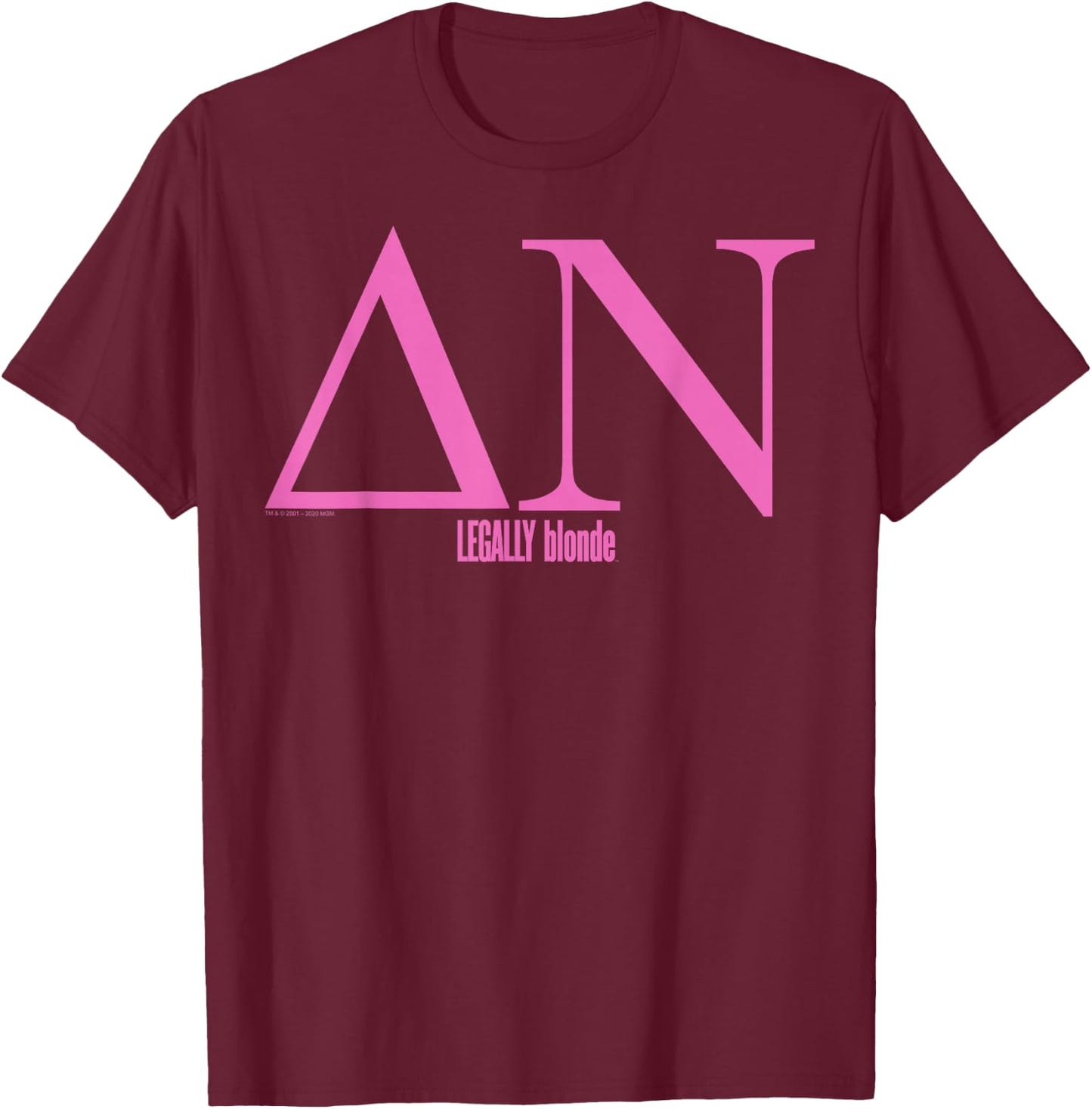 Legally Blonde Delta Nu Greek Letters Small T-Shirt - T-Shirt | Maroon