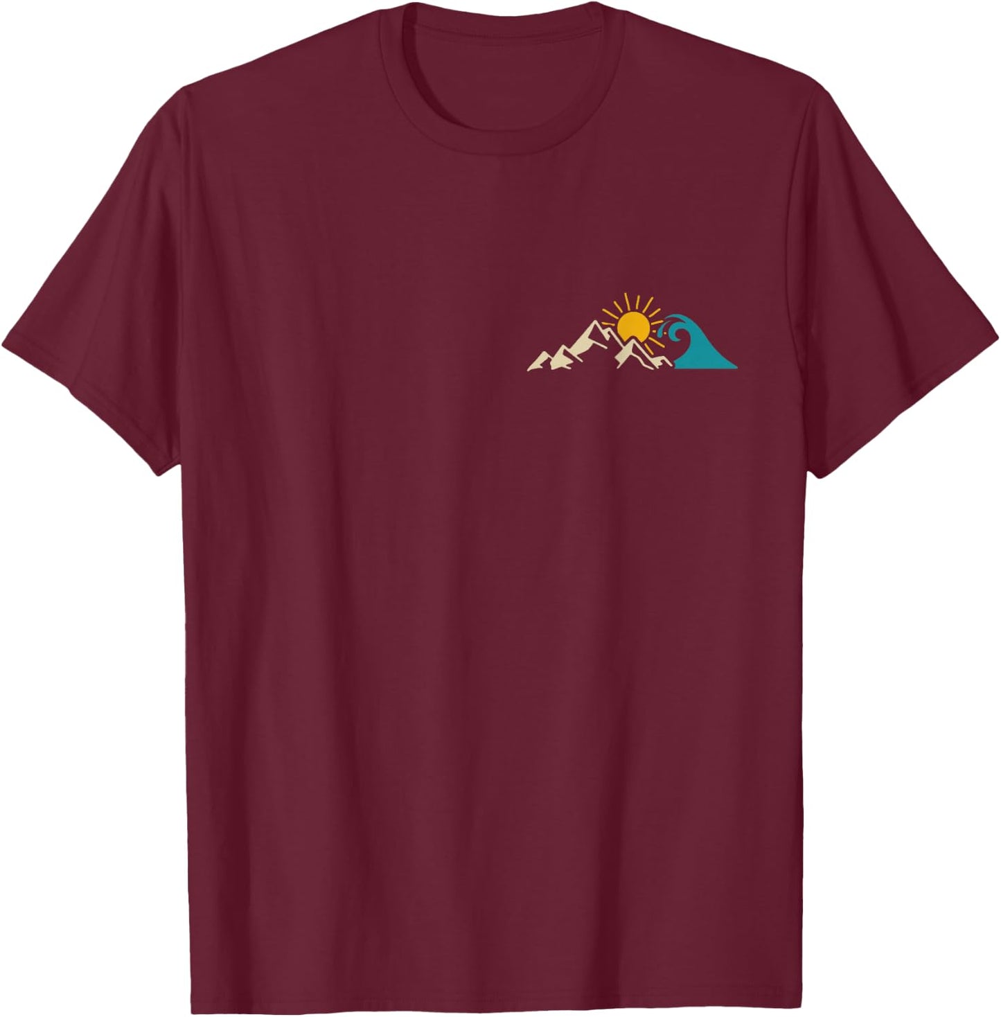Mountains & Sea Hiking Surfer Climbing Hiker Nature Outdoor T-Shirt - T-Shirt | Maroon