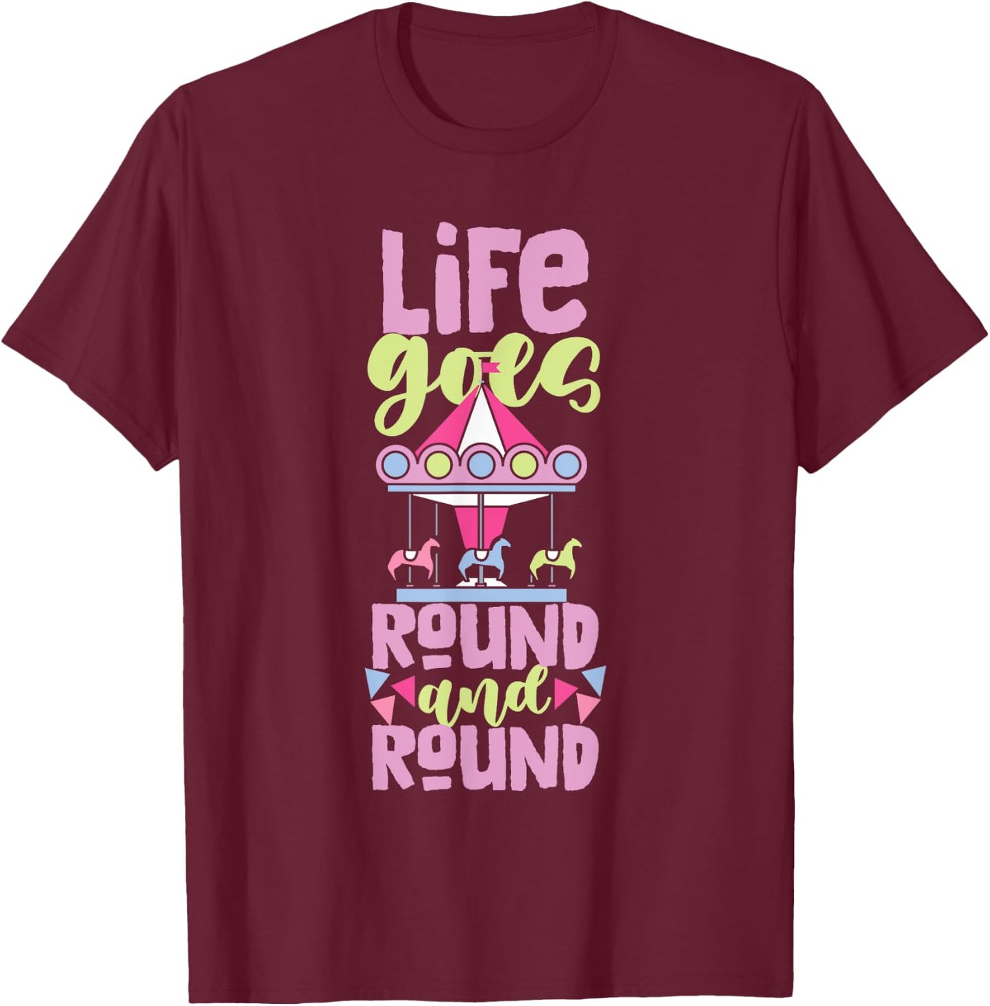 Carousel Horse Merry-Go-Round Girls and Women T-Shirt - T-Shirt | Maroon