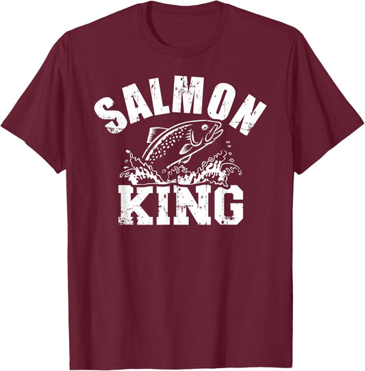 Salmon King Fishing T-Shirt - T-Shirt | Maroon