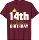 14th Golden Birthday Year Age Crown T-Shirt - T-Shirt | Maroon