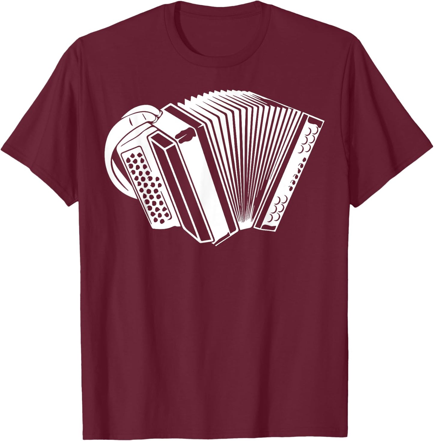 Graphic Accordion Instrument Men Women Hobby Learn Musician T-Shirt - T-Shirt | Maroon