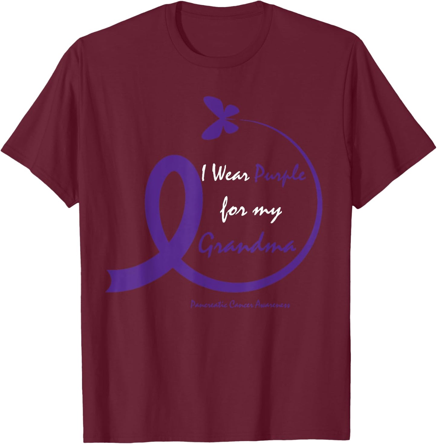 Products Gifts Purple Grandma Pancreatic Cancer Awareness T-Shirt - T-Shirt | Maroon