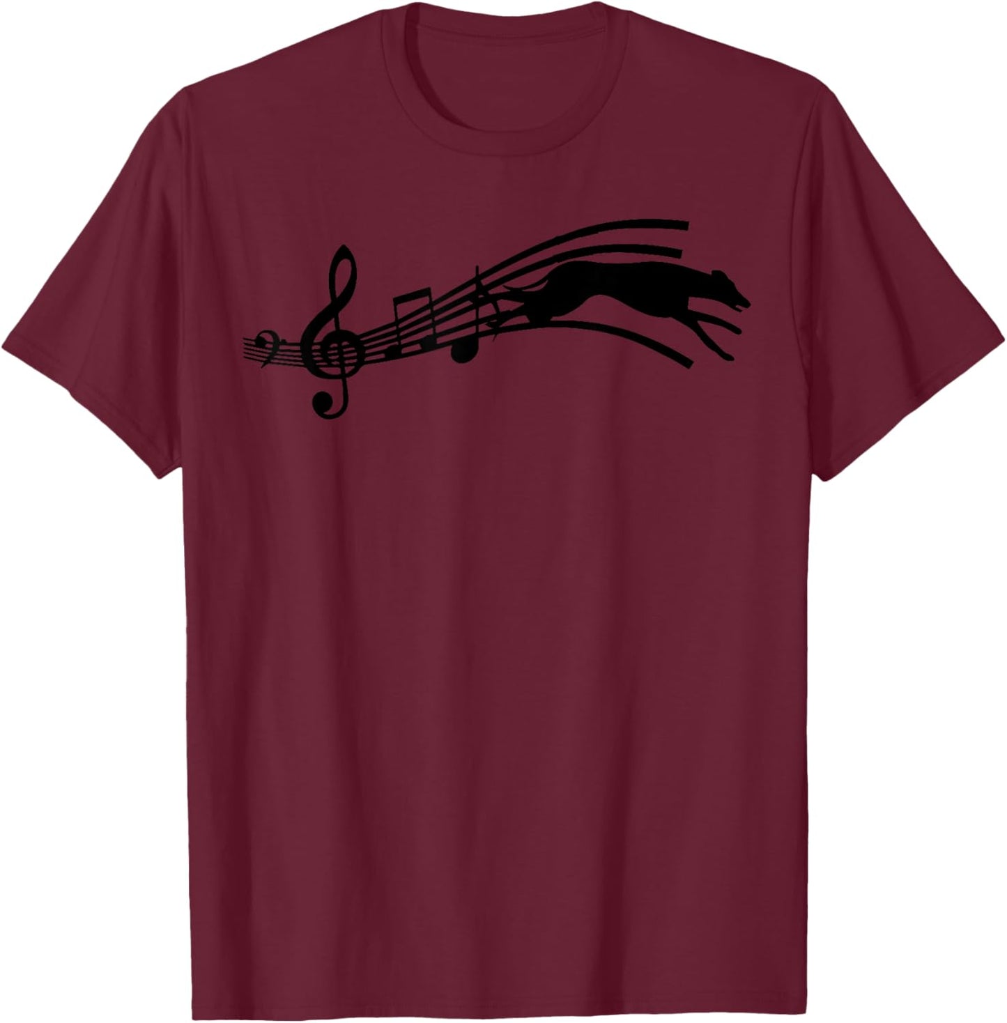 geryhound with Music Notes T-Shirt - T-Shirt | Maroon