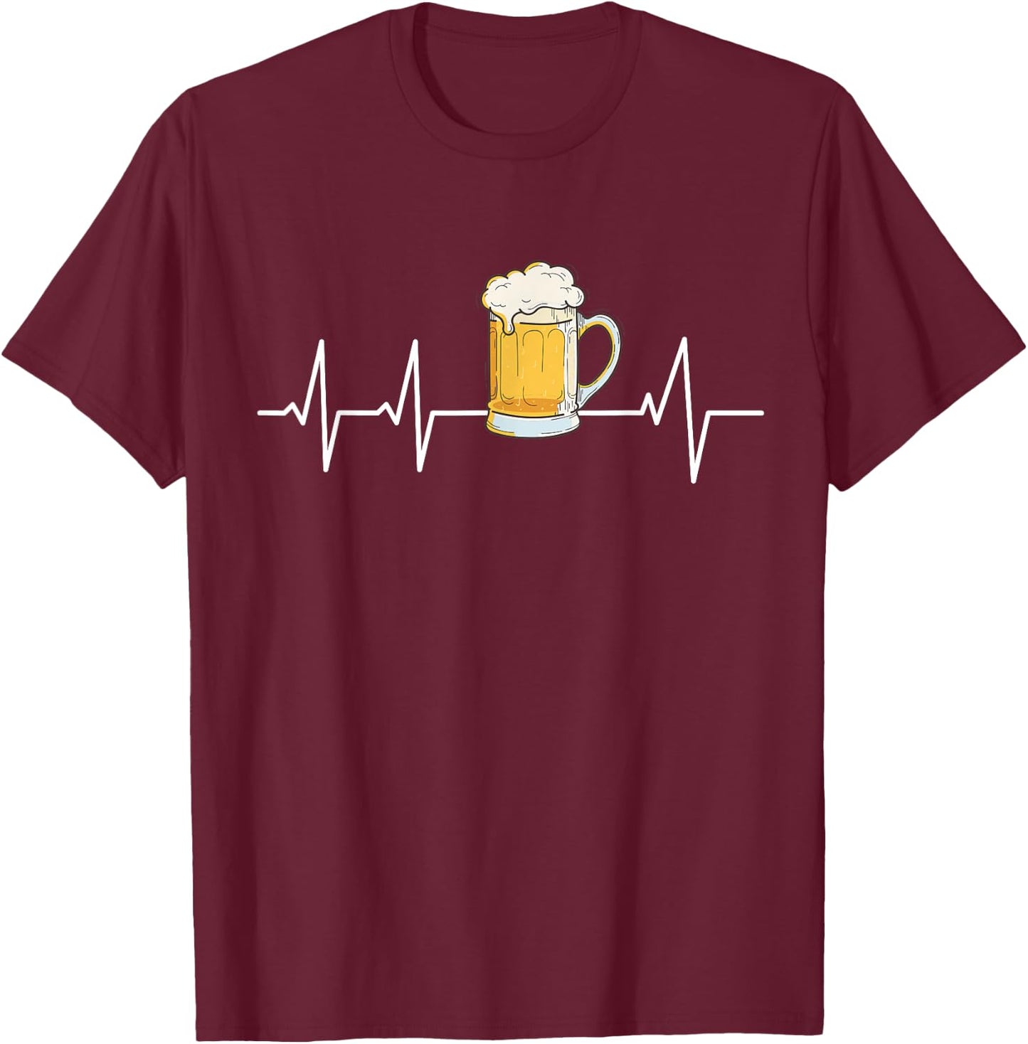 Beer pitcher heartbeat EKG heart rate T-Shirt - T-Shirt | Maroon