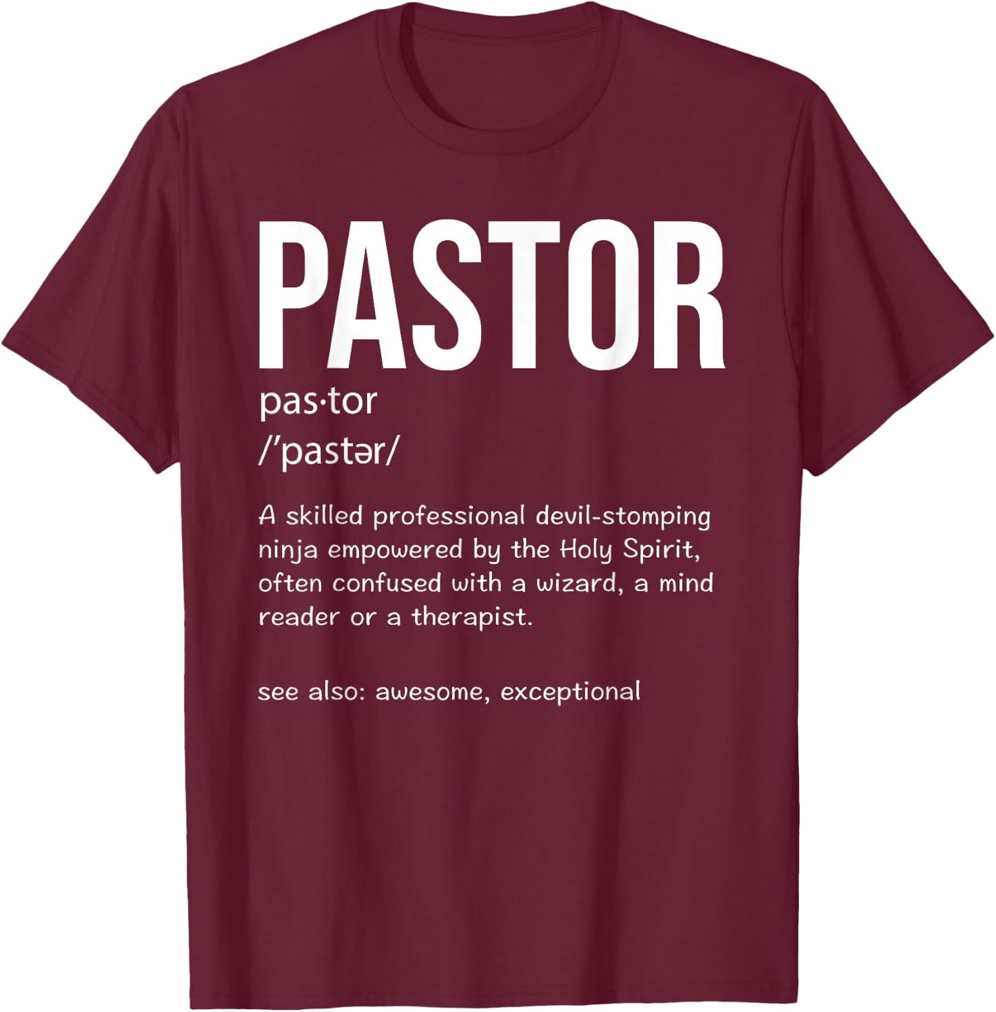 Cool Religious Lutheran Husband Wife Humor Lovers Funny Pastor Definition Christian Preachers Men Women T-Shirt - T-Shirt | Maroon