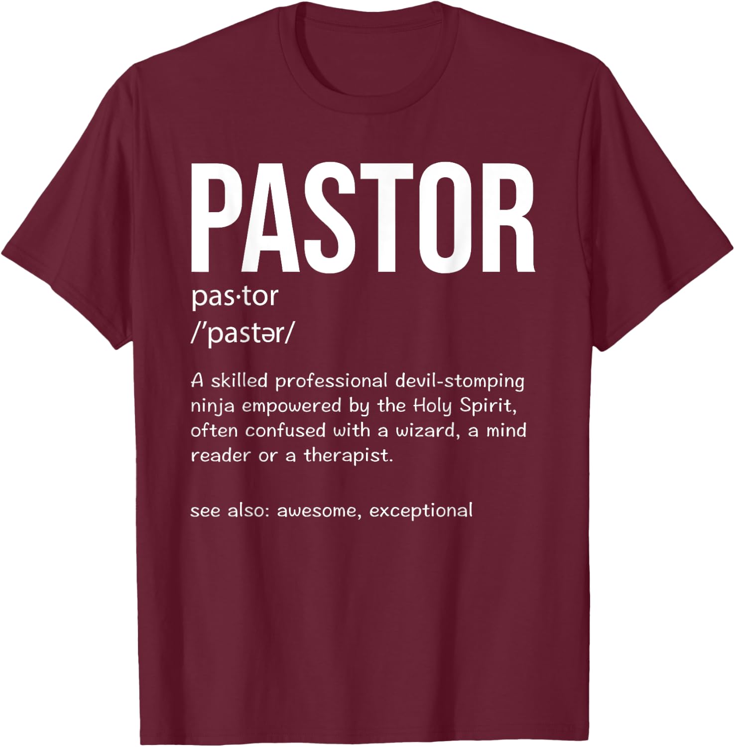 Cool Religious Lutheran Husband Wife Humor Lovers Funny Pastor Definition Christian Preachers Men Women T-Shirt - T-Shirt | Maroon