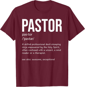 Cool Religious Lutheran Husband Wife Humor Lovers Funny Pastor Definition Christian Preachers Men Women T-Shirt - T-Shirt | Maroon