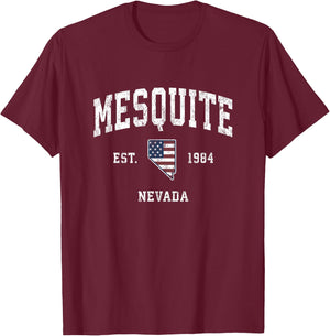Mesquite Nevada NV Vintage American Flag Sports Design T-Shirt - T-Shirt | Maroon
