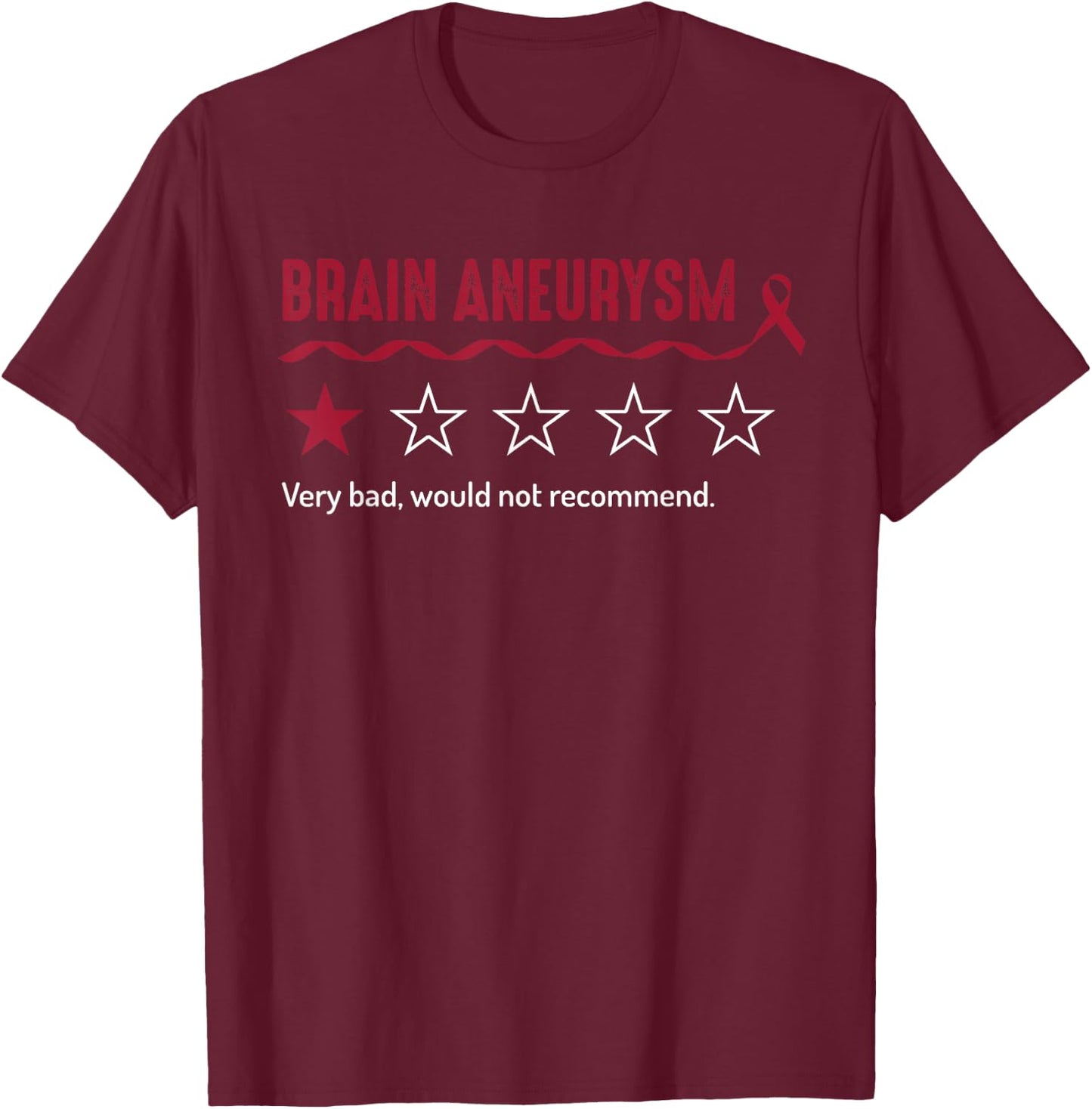 Brain Aneurysm Review Very Bad Would Not Recommend 1 Star T-Shirt - T-Shirt | Maroon