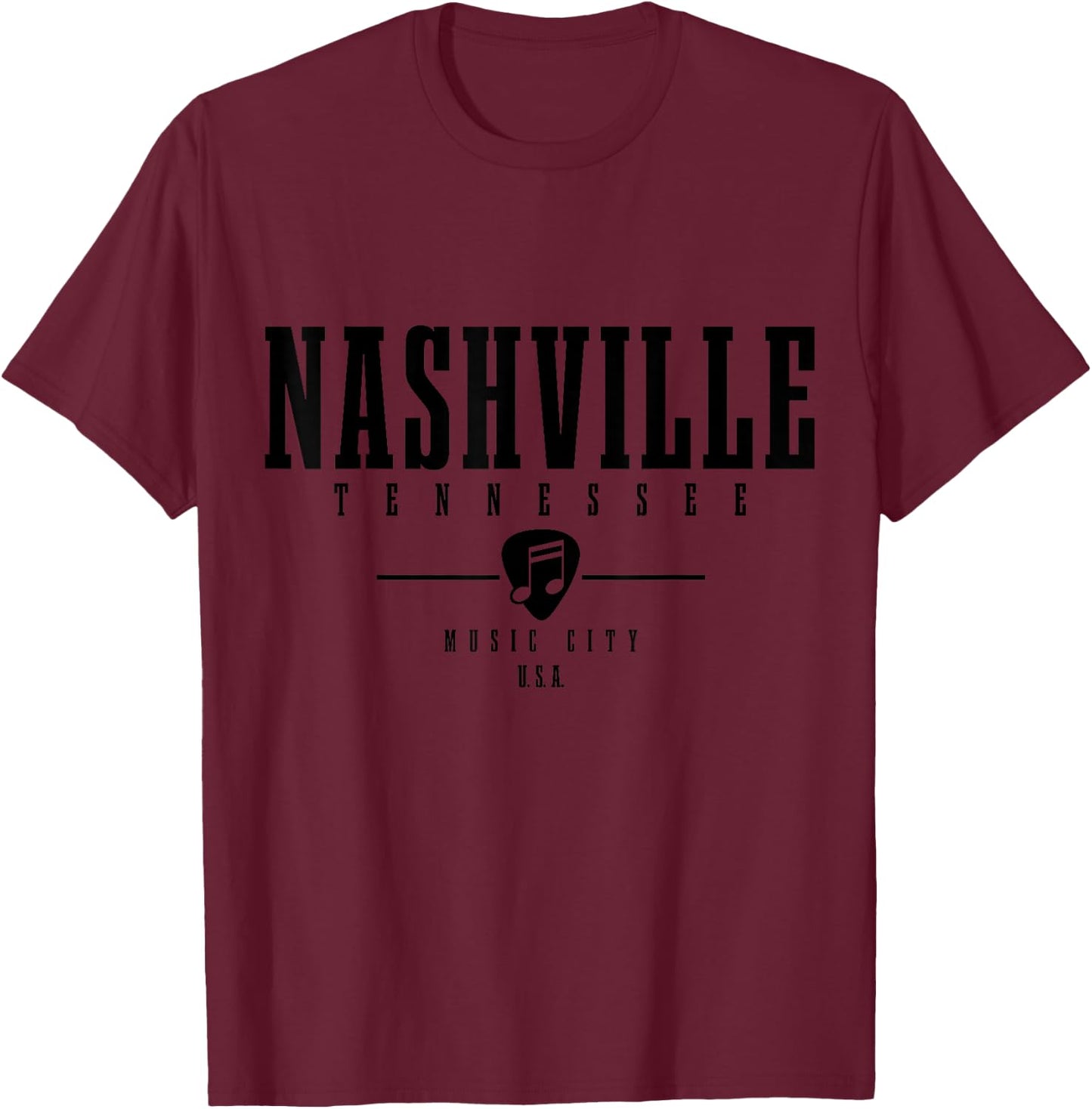Nashville Tennessee Country Music City Guitar Vintage T-Shirt - T-Shirt | Maroon