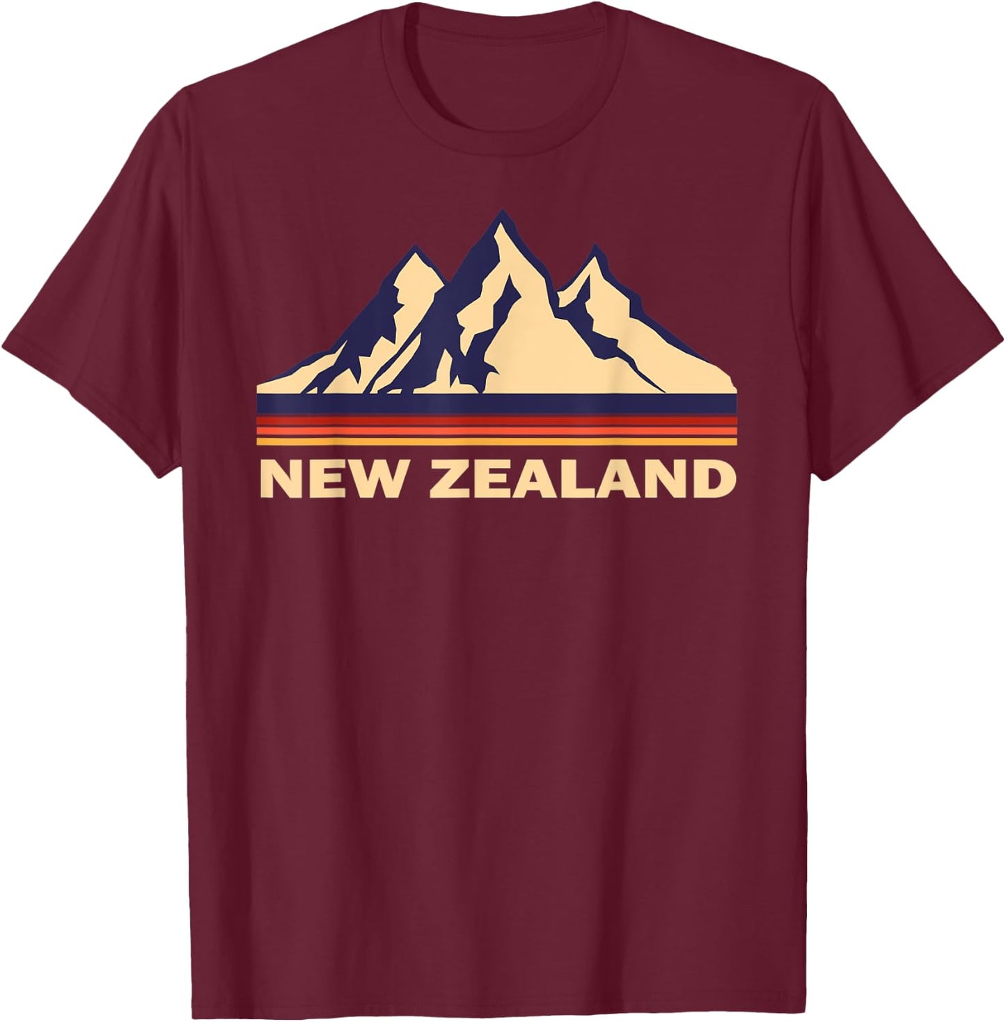 New Zealand Mountains retro T-Shirt - T-Shirt | Maroon