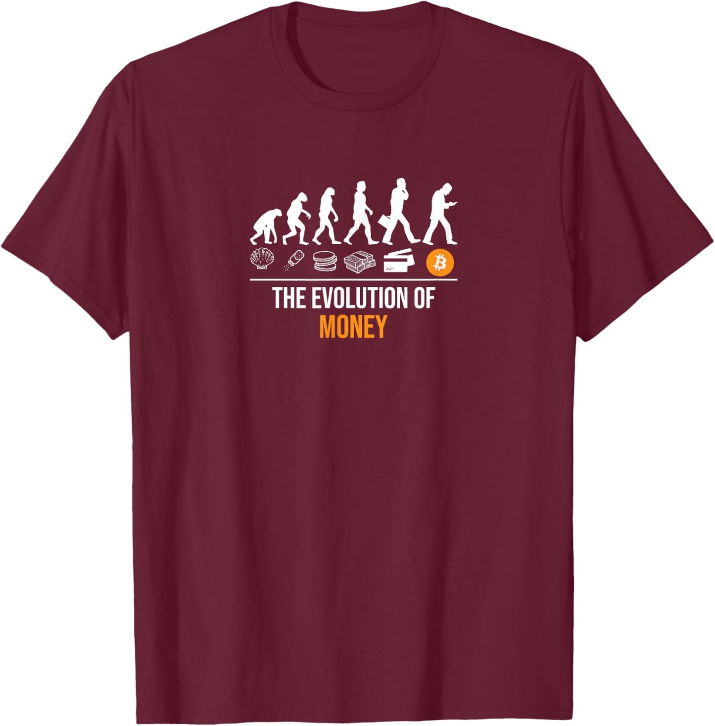 Bitcoin The Evolution of Money T-Shirt - T-Shirt | Maroon