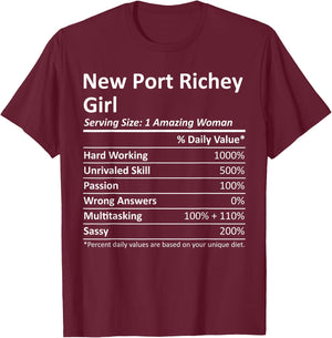NEW PORT RICHEY GIRL FL FLORIDA Funny City Home Roots Gift T-Shirt - T-Shirt | Maroon