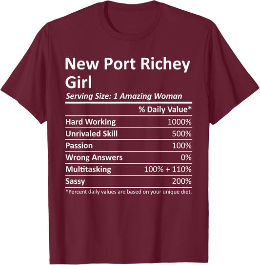 NEW PORT RICHEY GIRL FL FLORIDA Funny City Home Roots Gift T-Shirt - T-Shirt | Maroon