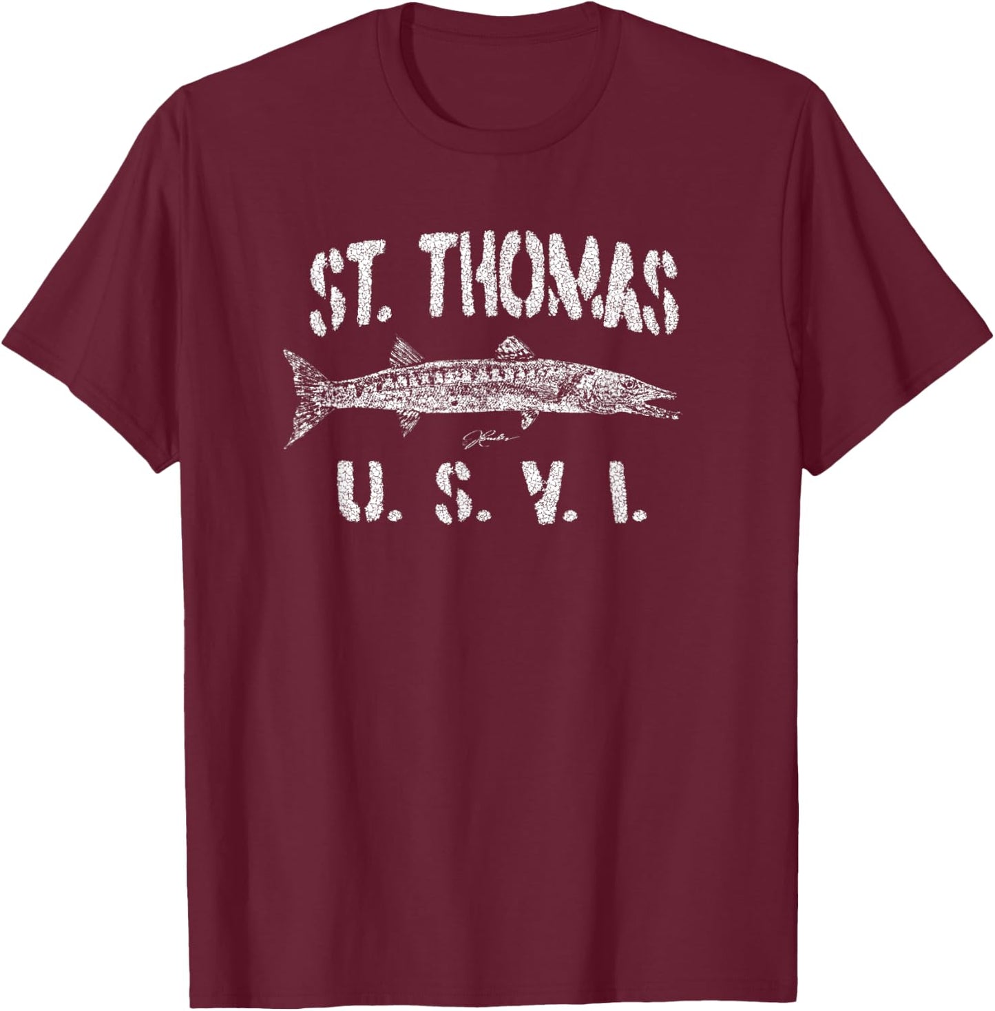 JCombs: St. Thomas, USVI, Great Barracuda T-Shirt - T-Shirt | Maroon