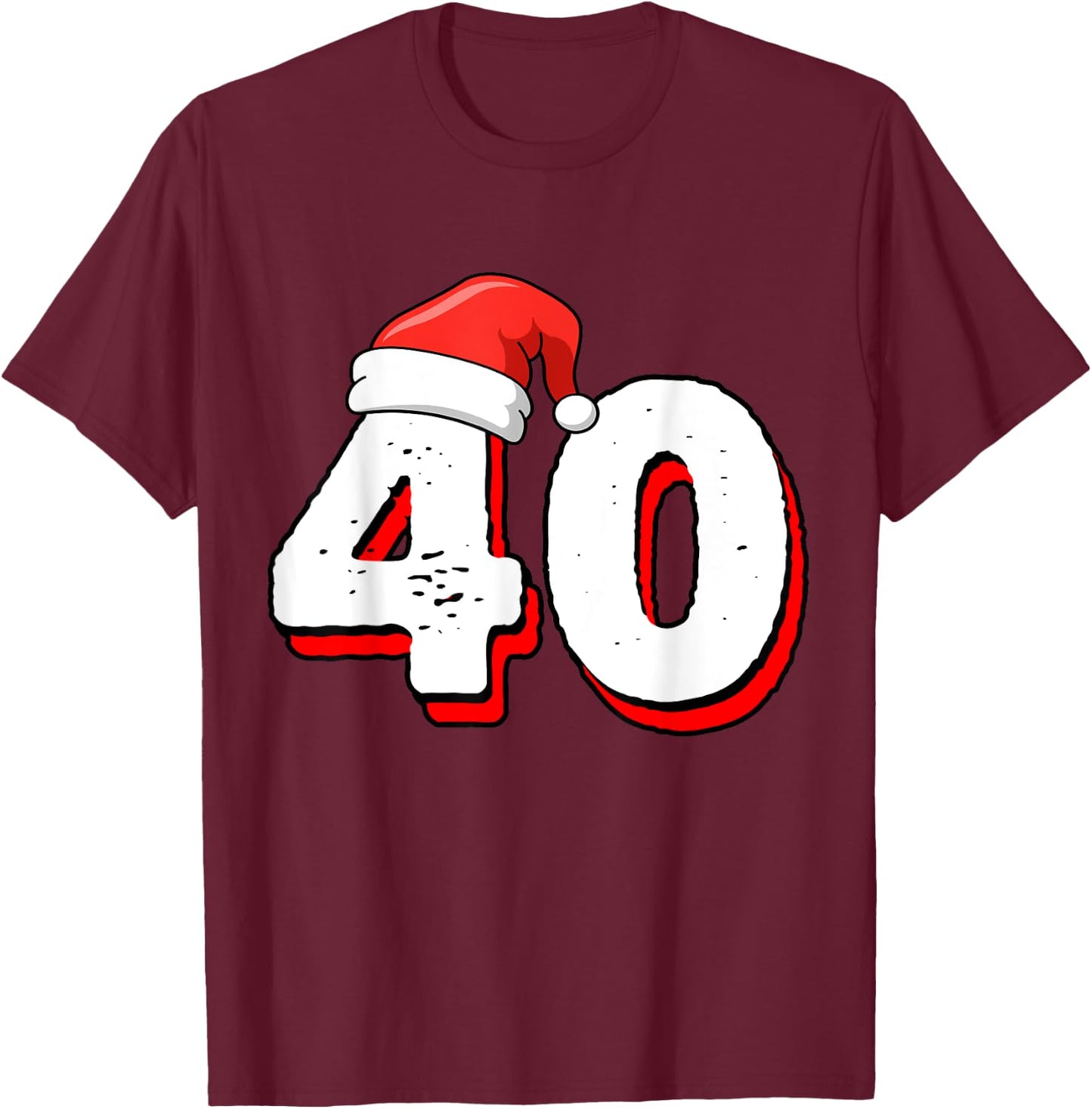 40th Birthday Christmas Number 40 Years Old Birthday T-Shirt - T-Shirt | Maroon