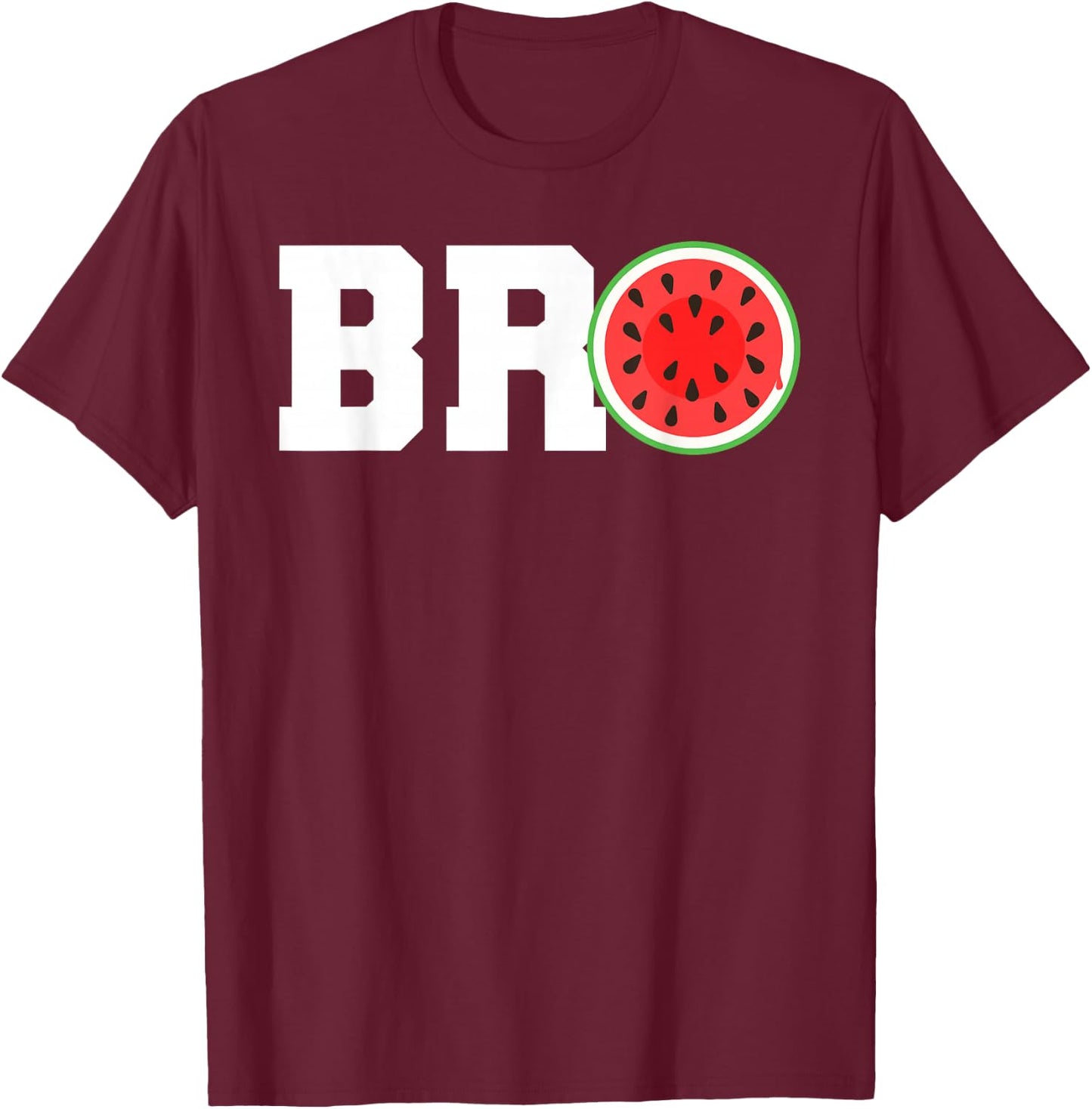 Funny Watermelon Bro Cute Summer Vacation Brother Sibling T-Shirt - T-Shirt | Maroon