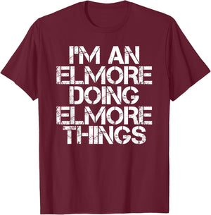 ELMORE Funny Surname Family Tree Birthday Reunion Gift T-Shirt - T-Shirt | Maroon