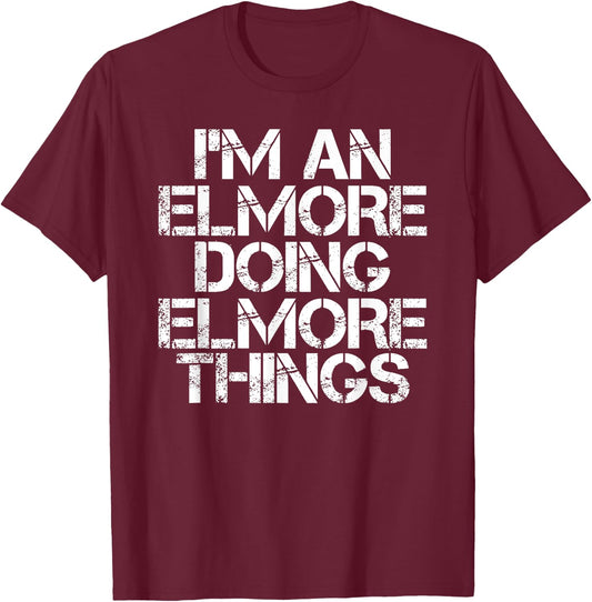 ELMORE Funny Surname Family Tree Birthday Reunion Gift T-Shirt - T-Shirt | Maroon
