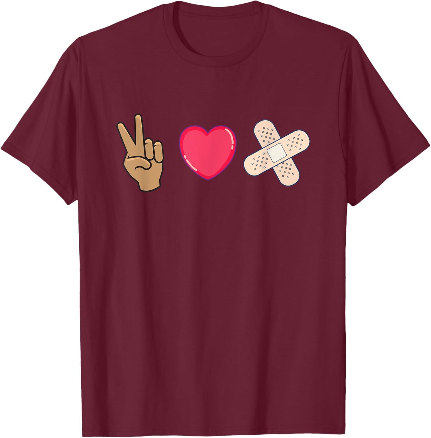 Peace Love Wound Care Nurse RN Appreciation Gifts T-Shirt - T-Shirt | Maroon