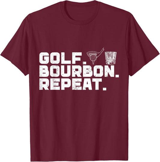 Golf Bourbon Repeat Golf & Bourbon Drinking Lover T-Shirt - T-Shirt | Maroon