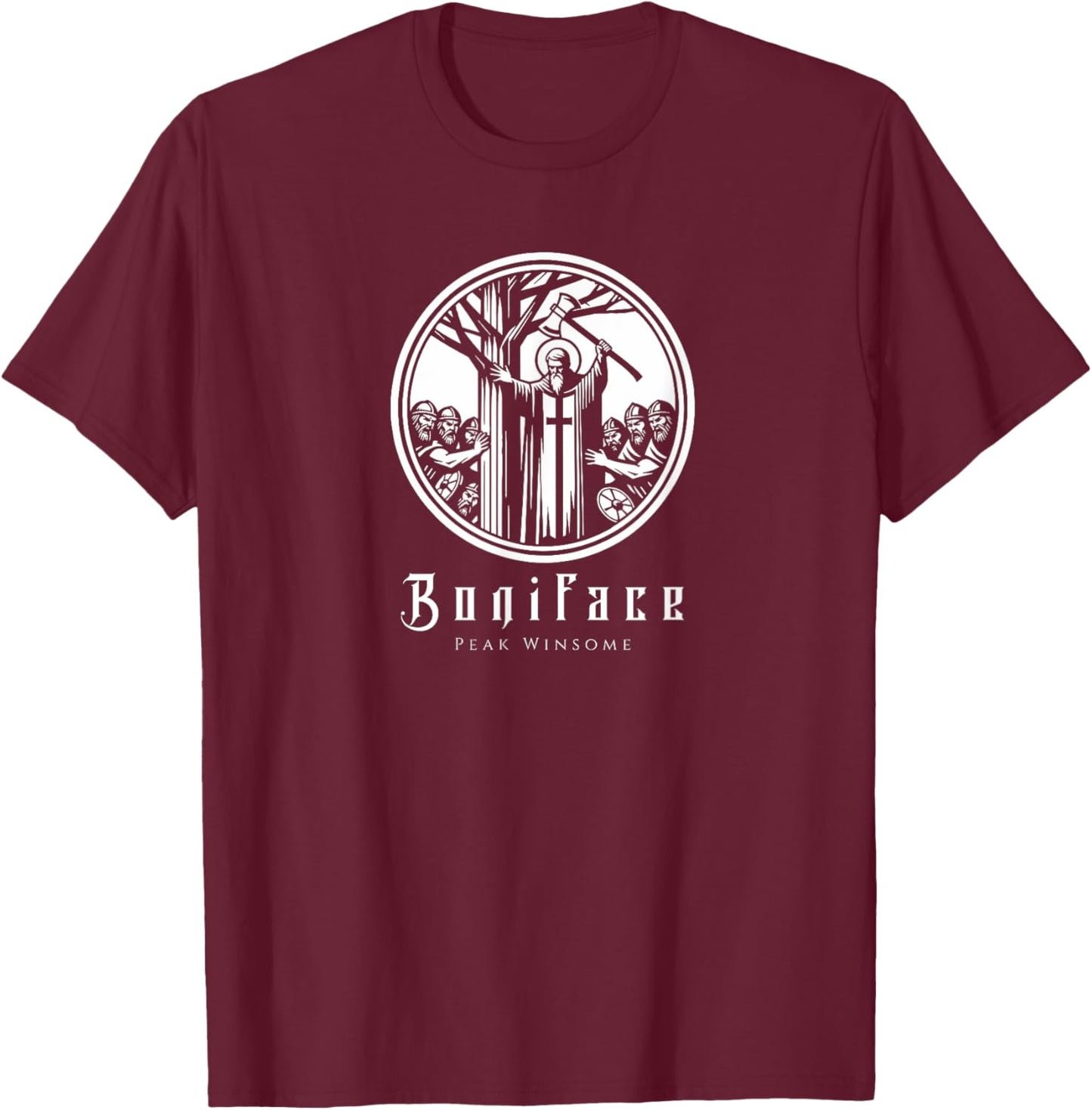 Saint Boniface | Peak Winsome Graphic Art| Christian Apparel T-Shirt - T-Shirt | Maroon