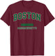 Boston Massachusetts Settled 1630 Vintage Sports Green T-Shirt - T-Shirt | Maroon