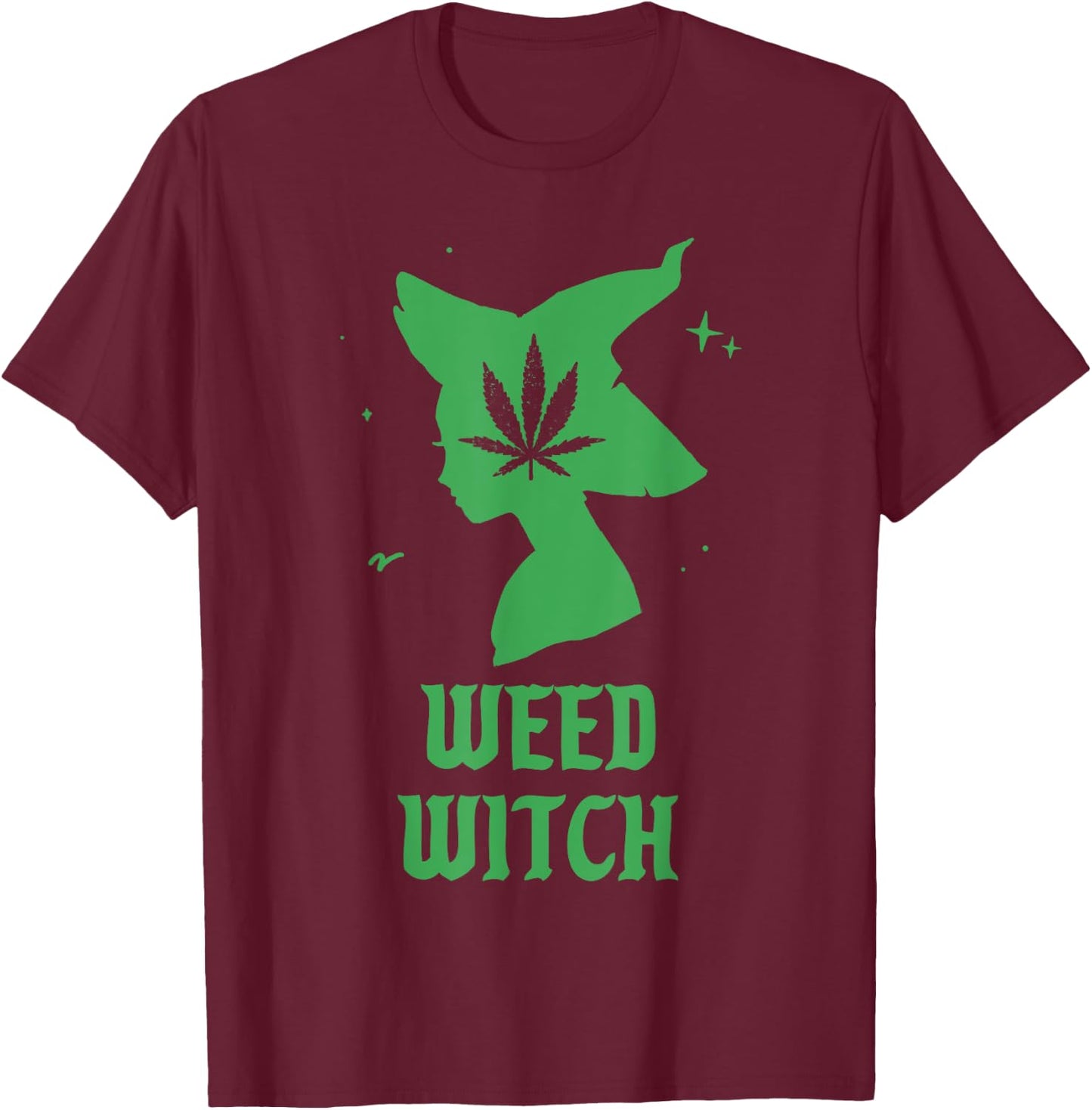 Weed Witch Funny Spooky Vibes Marijuana Halloween Costume T-Shirt - T-Shirt | Maroon