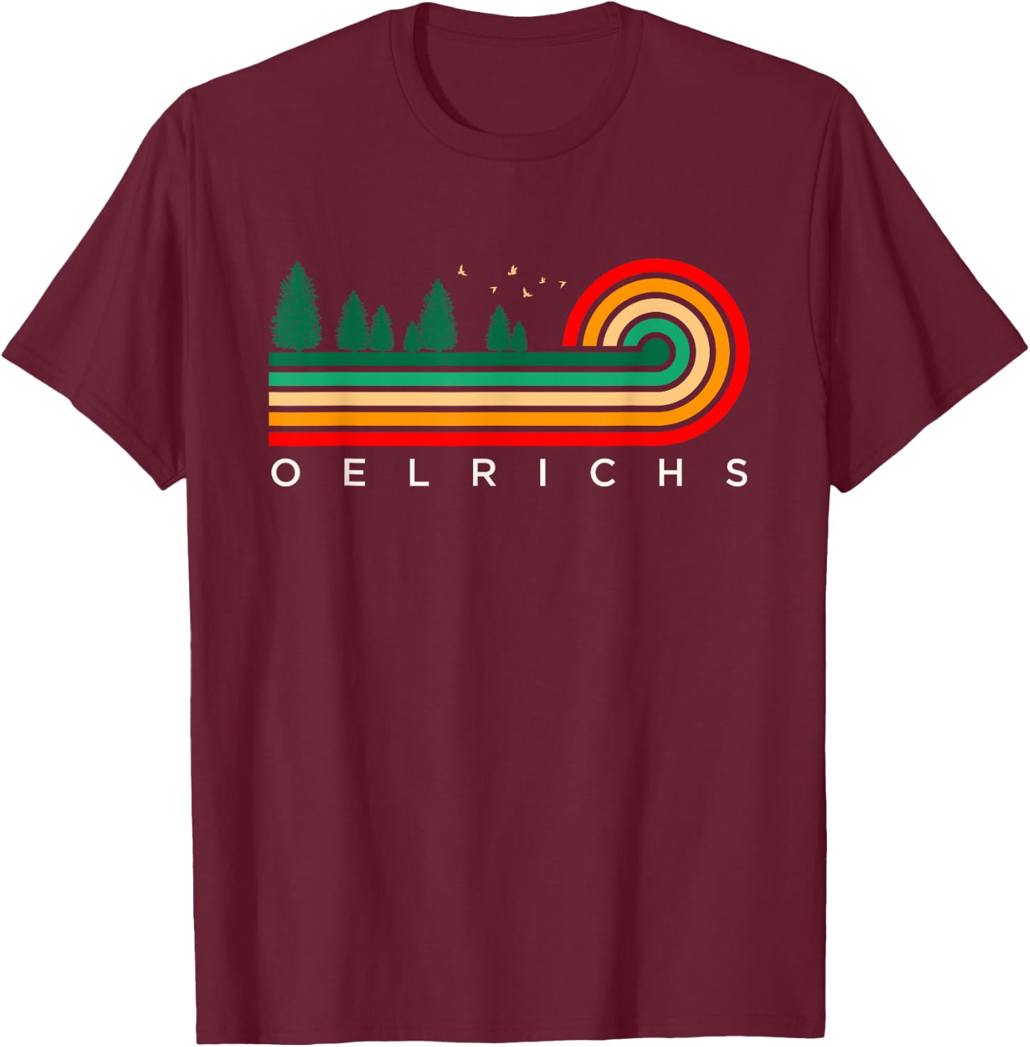 Evergreen Vintage Stripes Oelrichs, South Dakota T-Shirt - T-Shirt | Maroon
