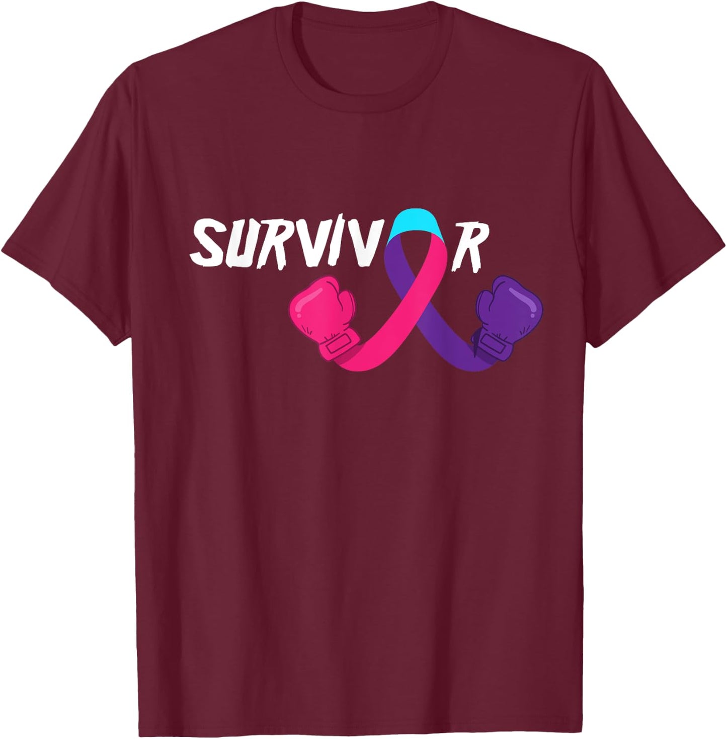 Thyroid Cancer Survivor Support Thyroid Cancer Awareness T-Shirt - T-Shirt | Maroon