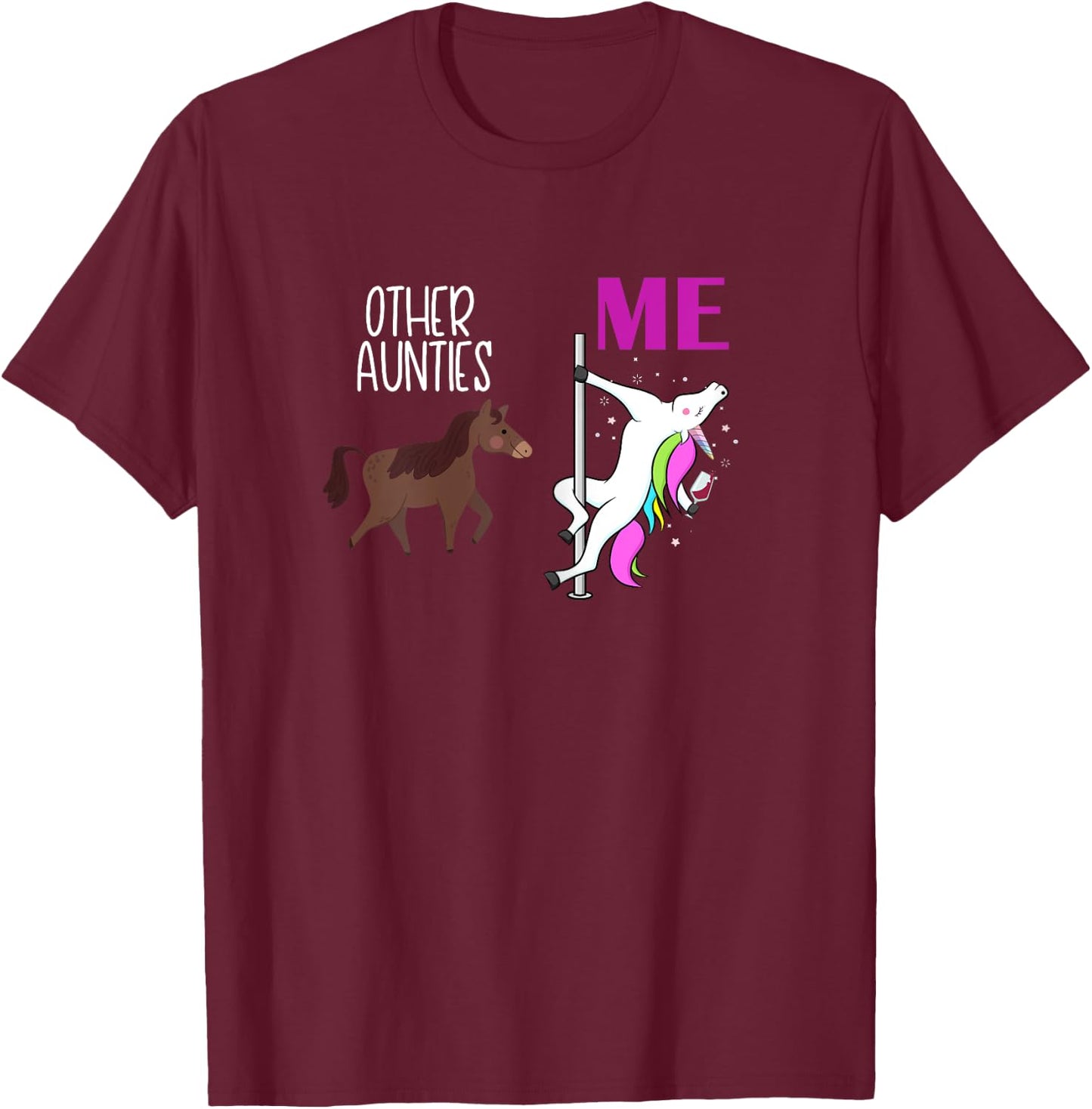 Other Aunties Me Unicorn Aunt Wine Lover T-Shirt - T-Shirt | Maroon