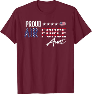 US Flag Proud Air Force Aunt T-Shirt - T-Shirt | Maroon