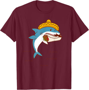 Mexican Shark Eating Burrito T-Shirt - T-Shirt | Maroon