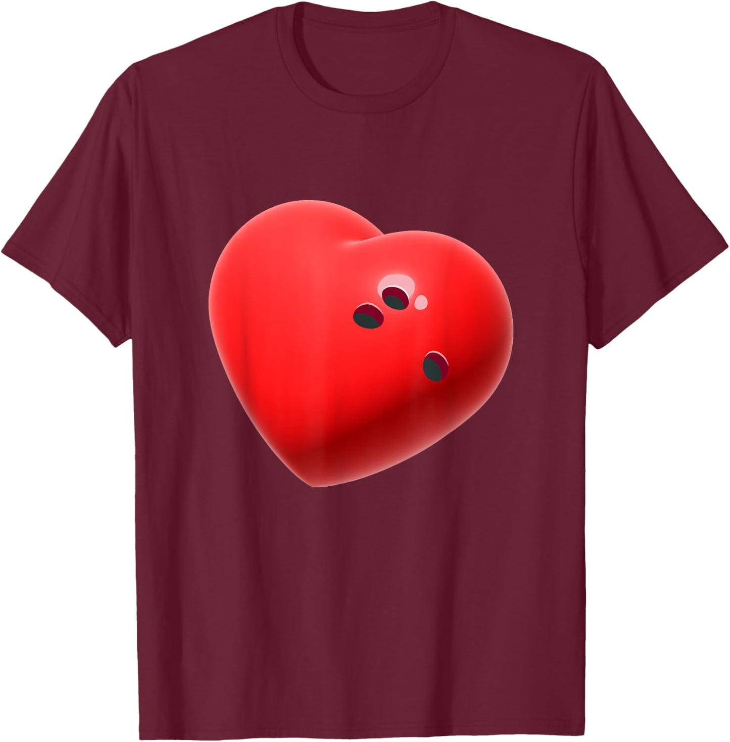 Love Bowling ball Hearts Bowling Lover Valentine's Day T-Shirt - T-Shirt | Maroon