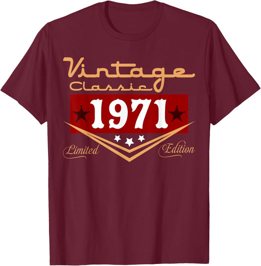 Vintage 54th Birthday Decorations Vintage 1971 54 Years Old T-Shirt - T-Shirt | Maroon