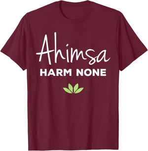 Ahimsa Vegan Harm None Vegan Vegetarian Gift T-Shirt - T-Shirt | Maroon