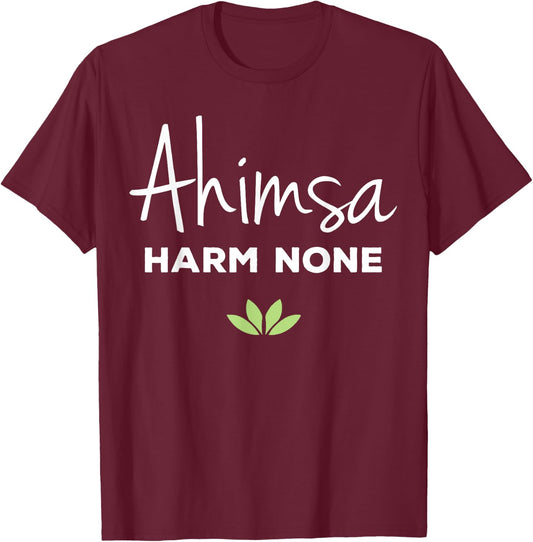 Ahimsa Vegan Harm None Vegan Vegetarian Gift T-Shirt - T-Shirt | Maroon