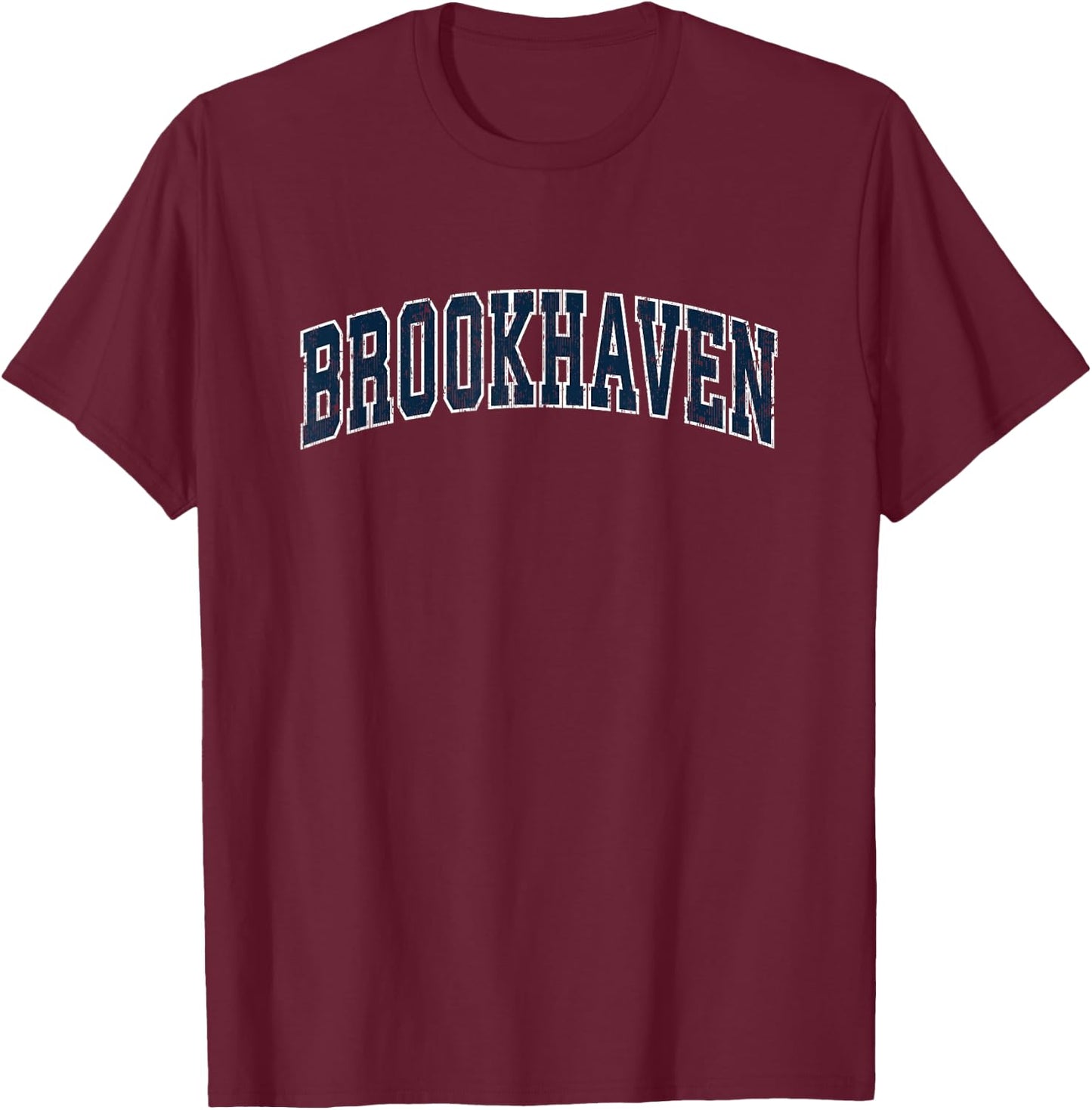Brookhaven New York NY Vintage Sports Design Navy Design T-Shirt - T-Shirt | Maroon