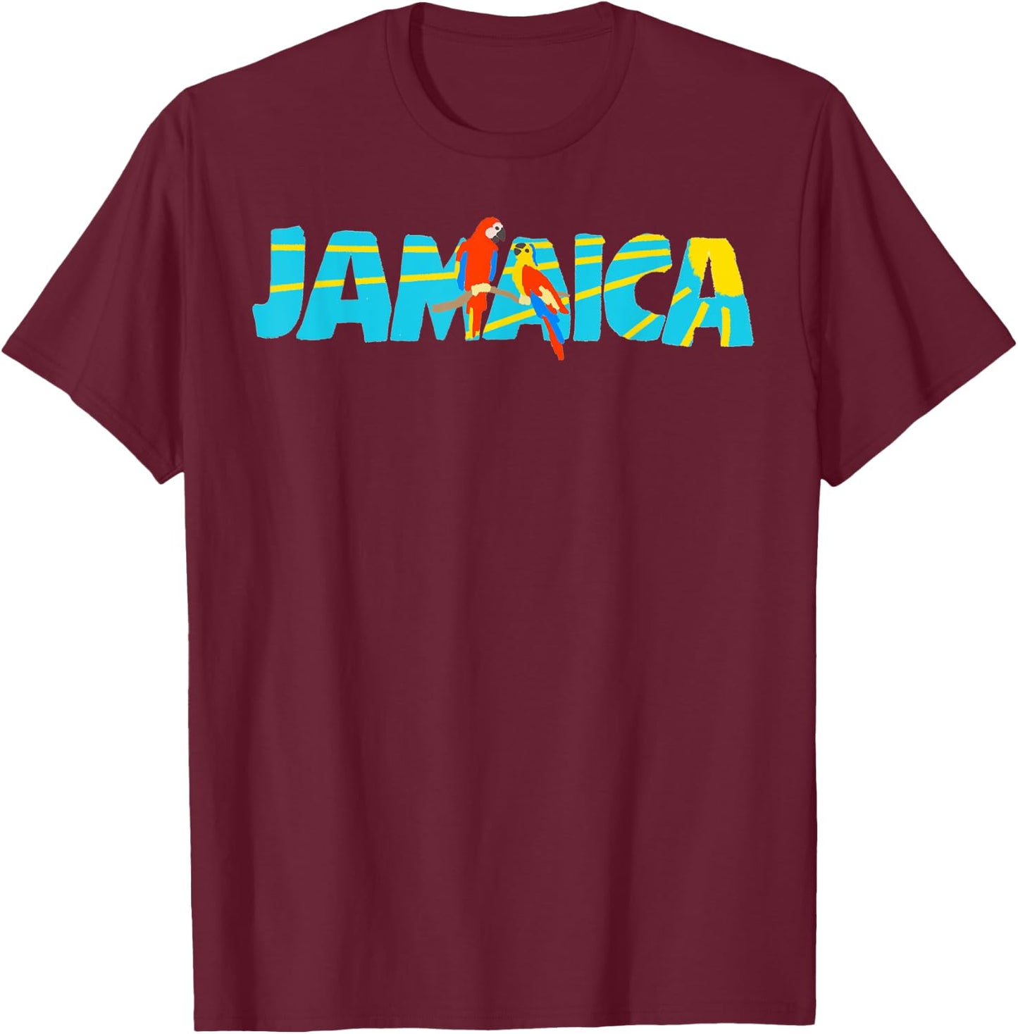 Jamaica Island Parrot Bird Sun T-Shirt - T-Shirt | Maroon
